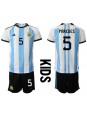 Otroški Nogometna dresi replika Argentina Leandro Paredes #5 Domači SP 2022 Kratek rokav (+ hlače)